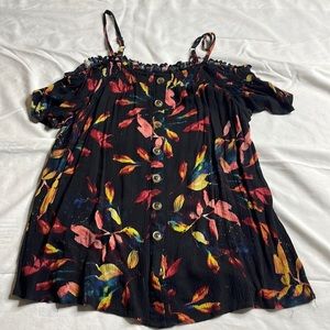 Falling leaves blouse with spaghetti